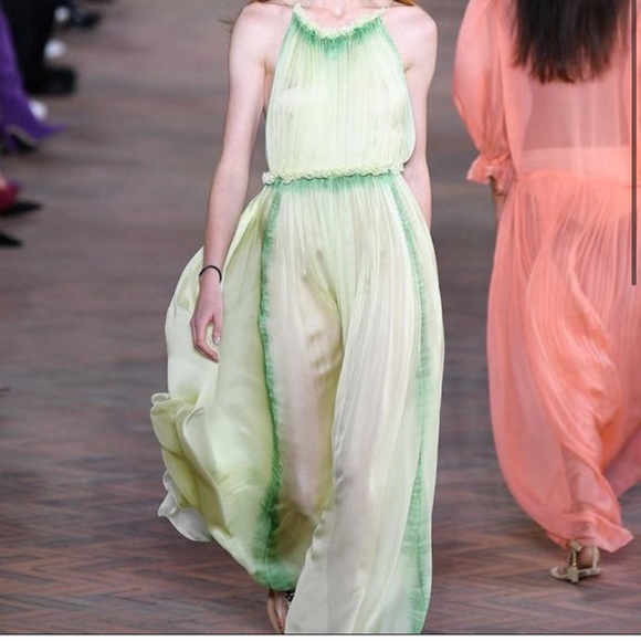 Alberta Ferretti Chiffon dress with lace - Picture 1 of 4
